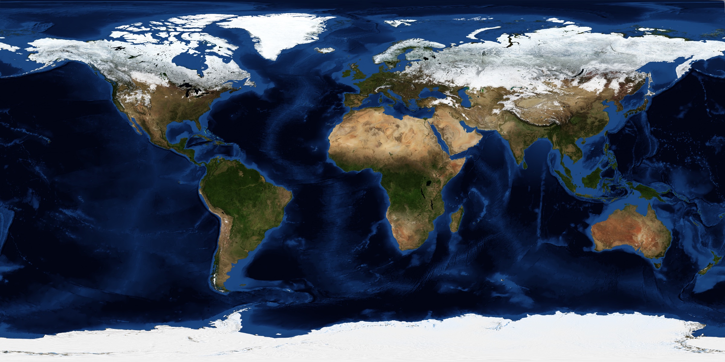 NASA Blue Marble 全球卫星世界地图